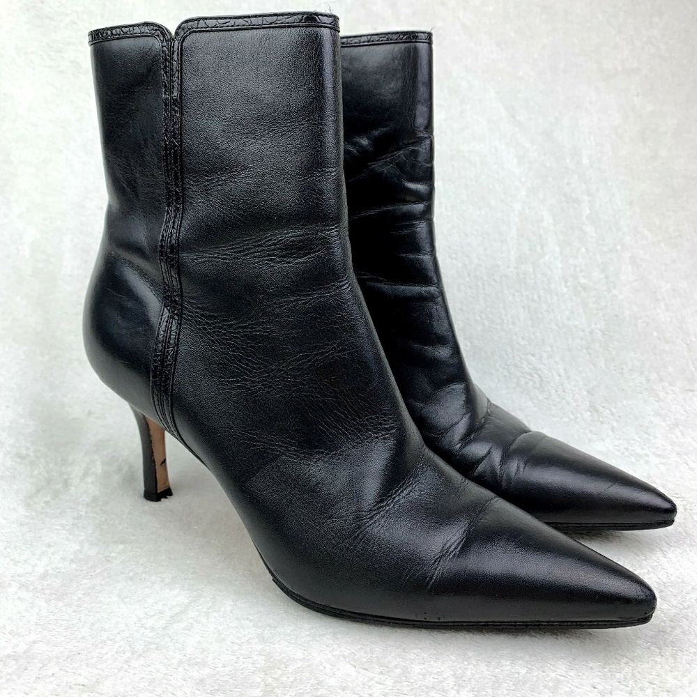 Ann Taylor black leather ankle boots